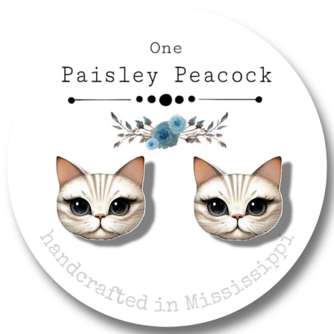 Whimsical cat stud earrings