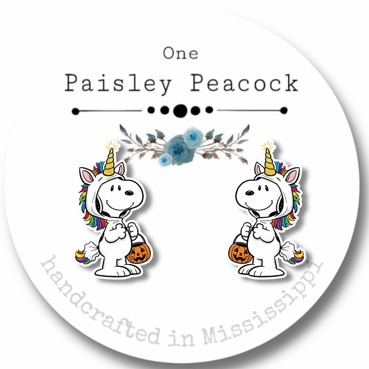 Stud earrings- Snoopy unicorn costume