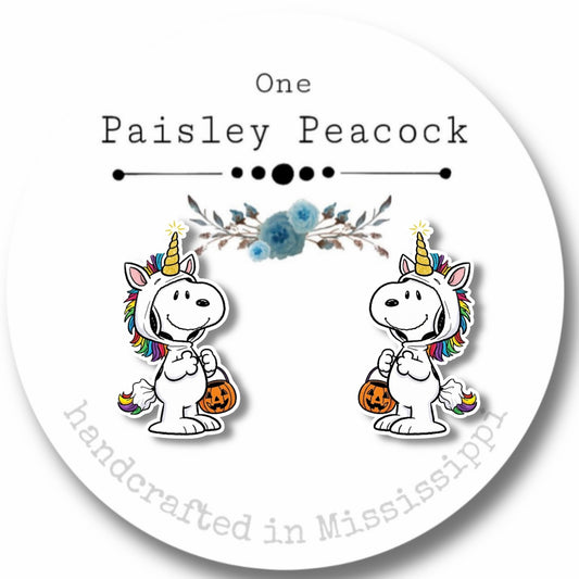 Stud earrings- Snoopy unicorn costume