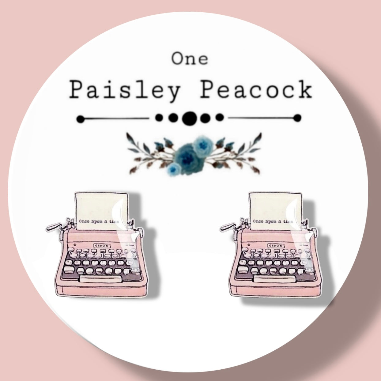 Pink Typewriter stud earrings