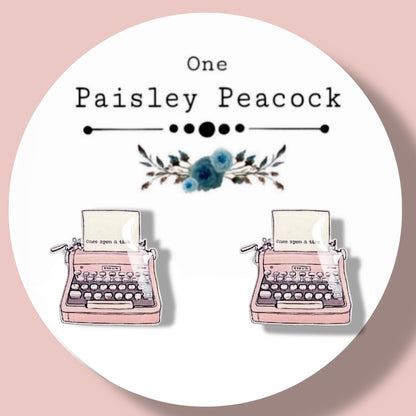 Pink Typewriter stud earrings