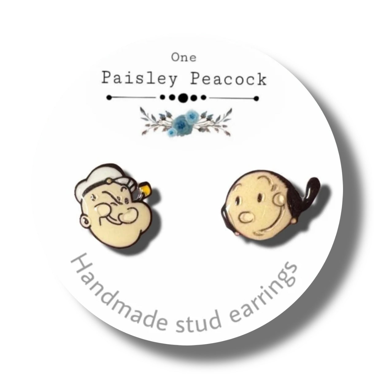 Stud Earrings-Popeye Olive Oyle