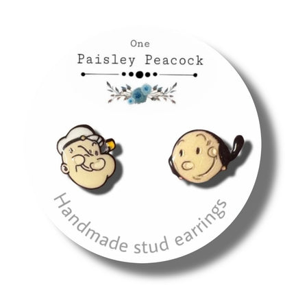 Stud Earrings-Popeye Olive Oyle