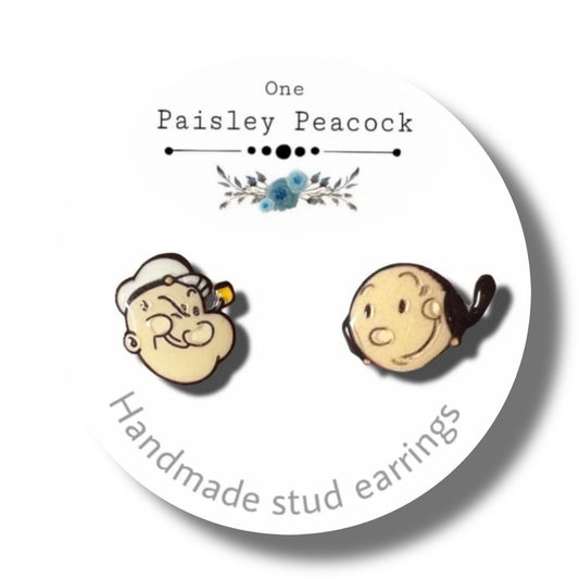 Stud Earrings-Popeye Olive Oyle