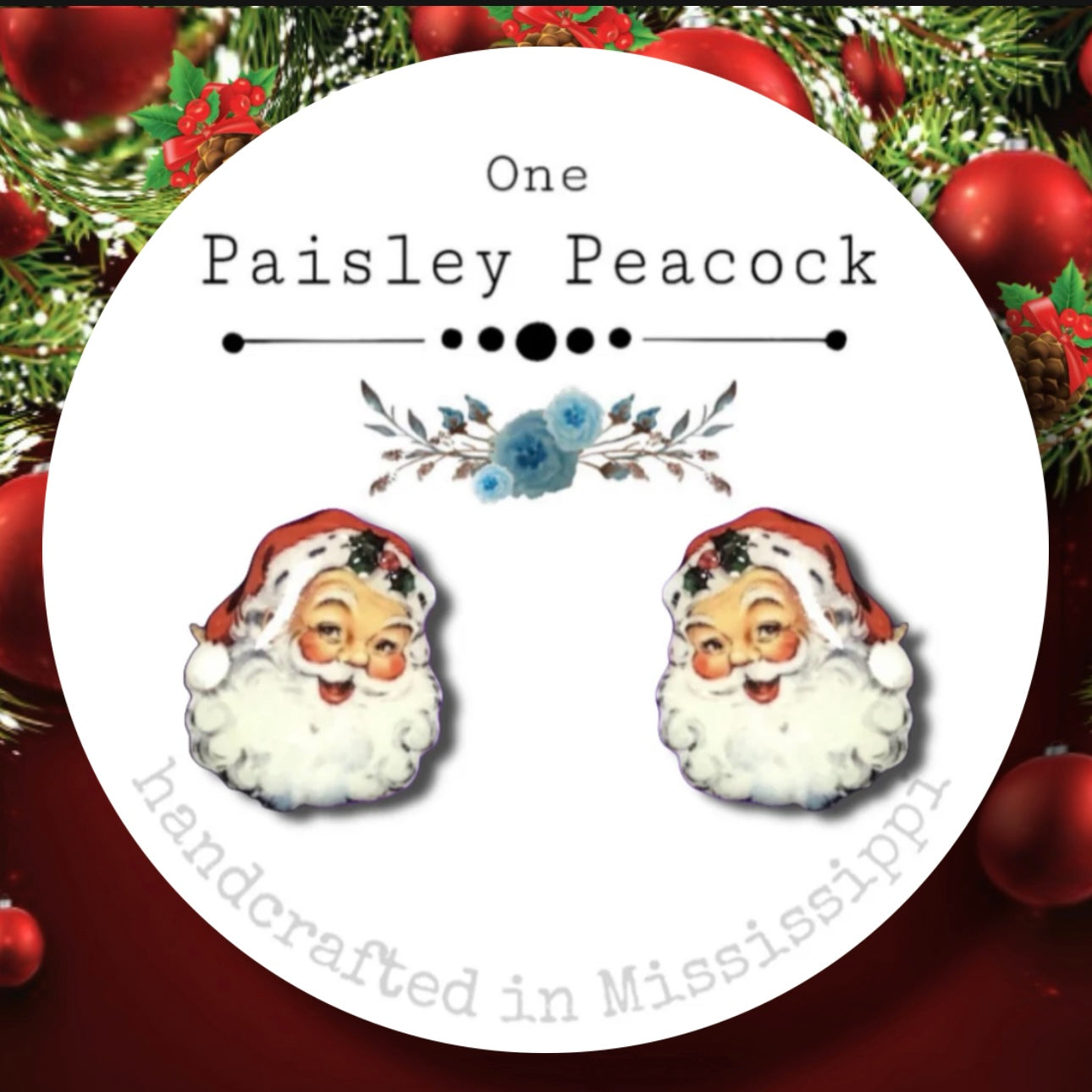 Stud earrings-old world santa