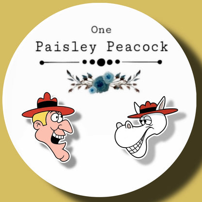 Dudley and Horse inspired stud earrings handmade Dudley Do Right