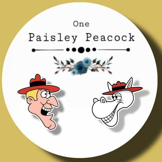 Dudley and Horse inspired stud earrings handmade Dudley Do Right