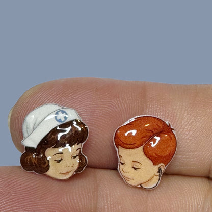 Nurse Nancy Doctor Dan inspired stud earrings handmade