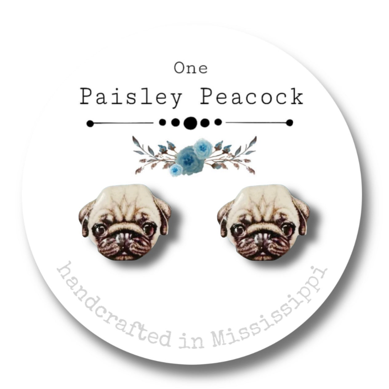 Dog Stud Earrings Pug