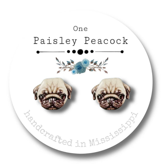 Dog Stud Earrings Pug