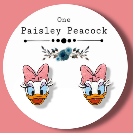 Daisy Duck inspired handmade stud earrings