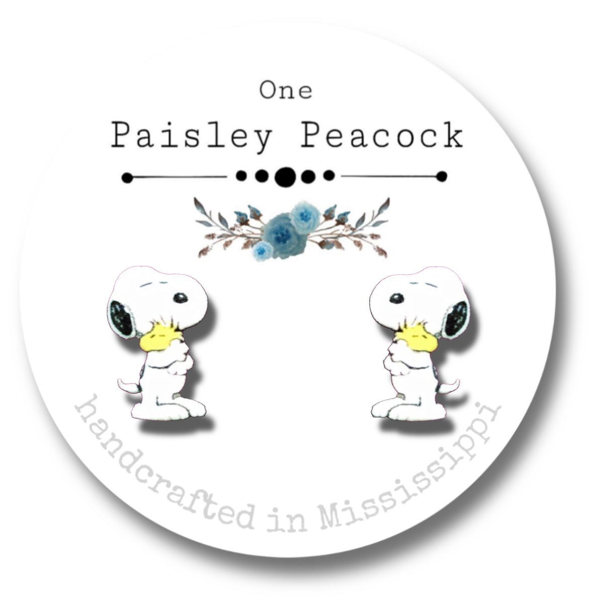 Stud earrings-snoopy and Woodstock hug