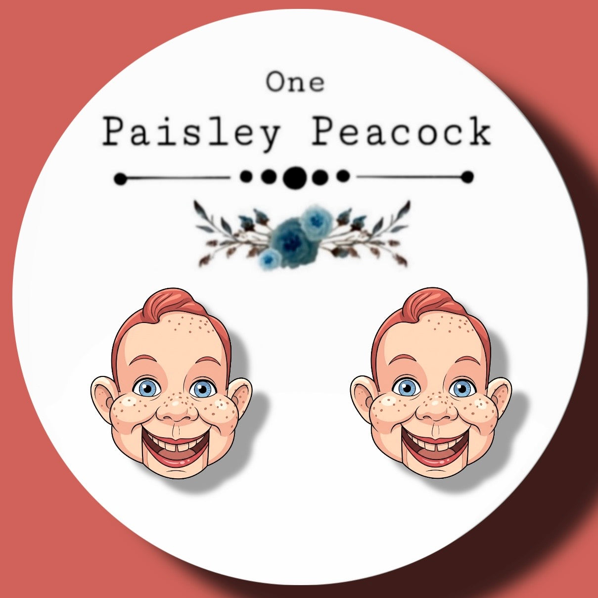 Howdy Doody inspired handmade stud earrings
