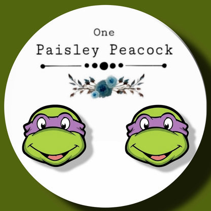 Donatello Ninja Turtles inspired handmade stud earrings