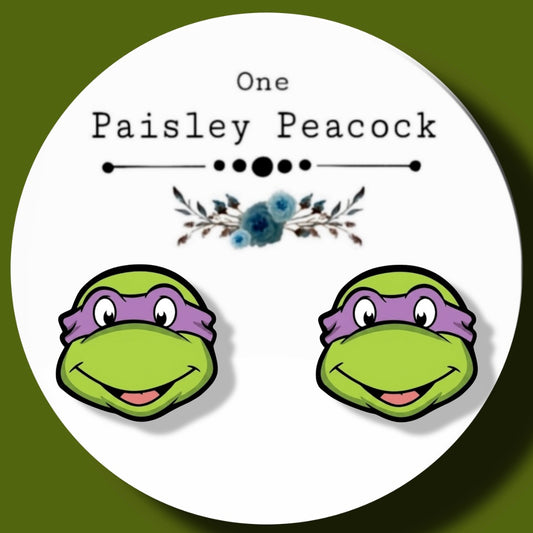 Donatello Ninja Turtles inspired handmade stud earrings