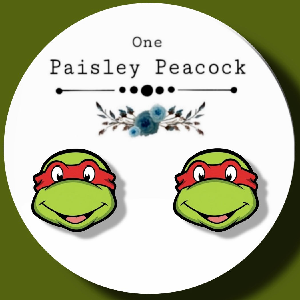 Raphael Ninja Turtles inspired handmade stud earrings