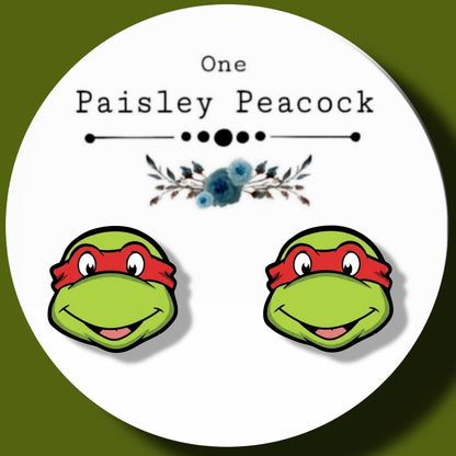 Raphael Ninja Turtles inspired handmade stud earrings