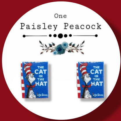 Cat in the Hat Book inspired handmade earrings Seuss