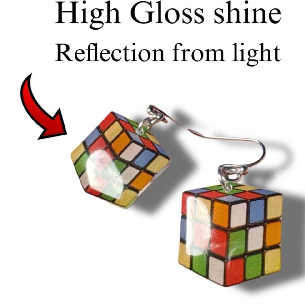 Dangle Earrings Cube Game Retro