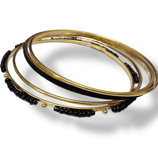 Brass and Black Bangle Set of 4