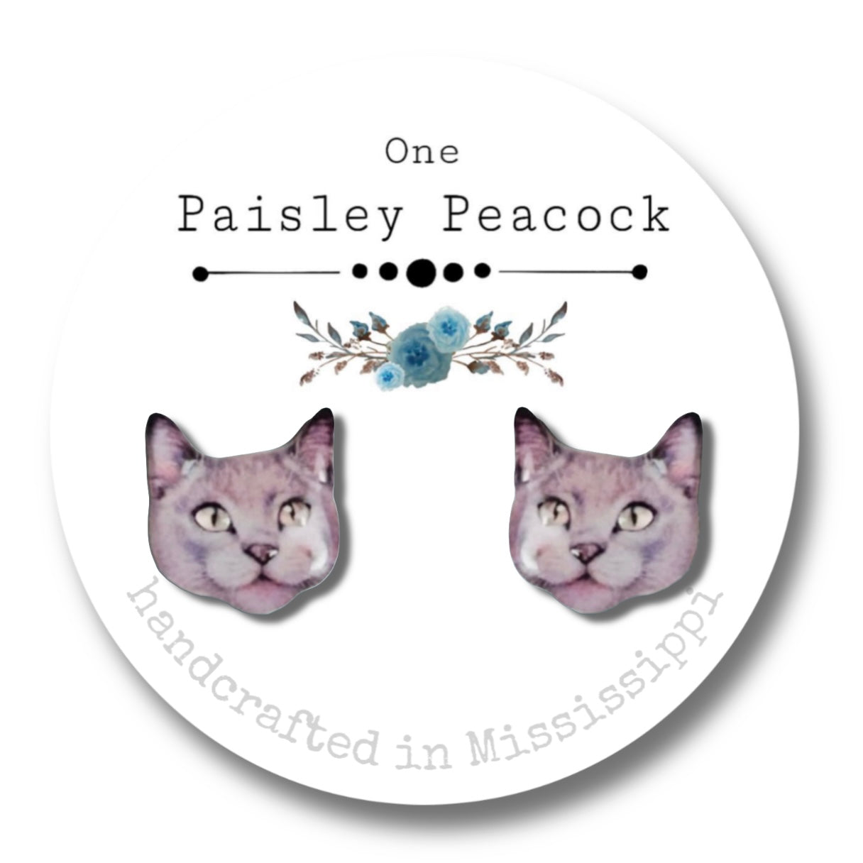 Cat Stud Earrings-Gray