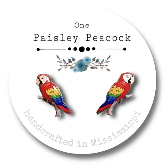 Bird earrings-tropical parrot