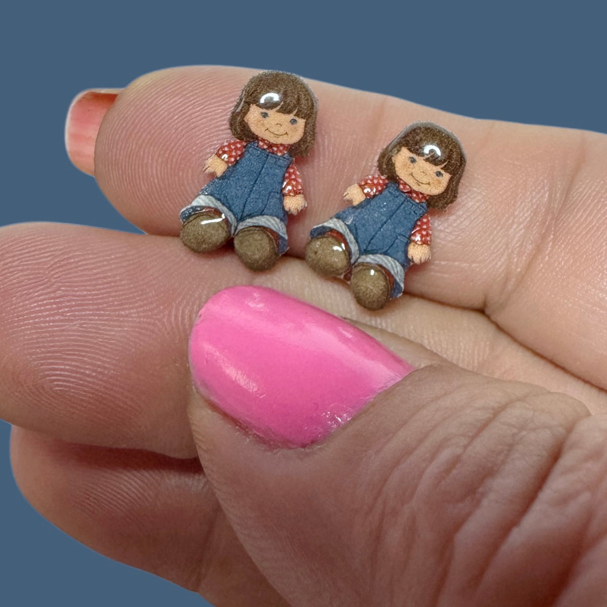 Toy Lap Sitter Doll stud earrings handmade