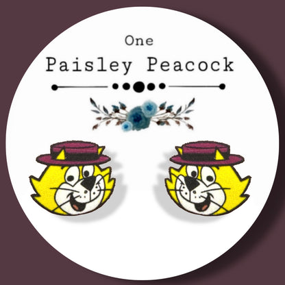 Top Cat inspired handmade stud earrings