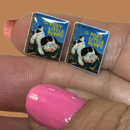 Golden Books Inspired Pokey handmade stud earrings