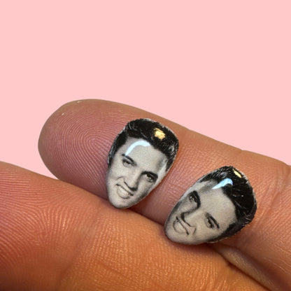 Elvis inspired stud earrings black white