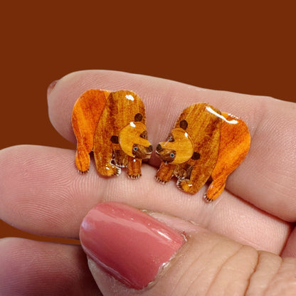 Brown Bear inspired handmade stud earrings