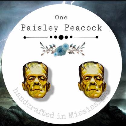 Frankenstein handmade stud earrings Halloween
