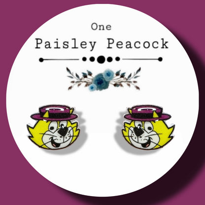 Top Cat inspired handmade stud earrings