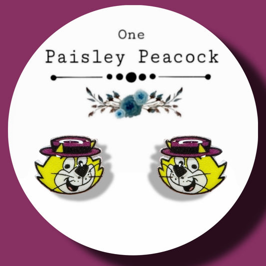 Top Cat inspired handmade stud earrings