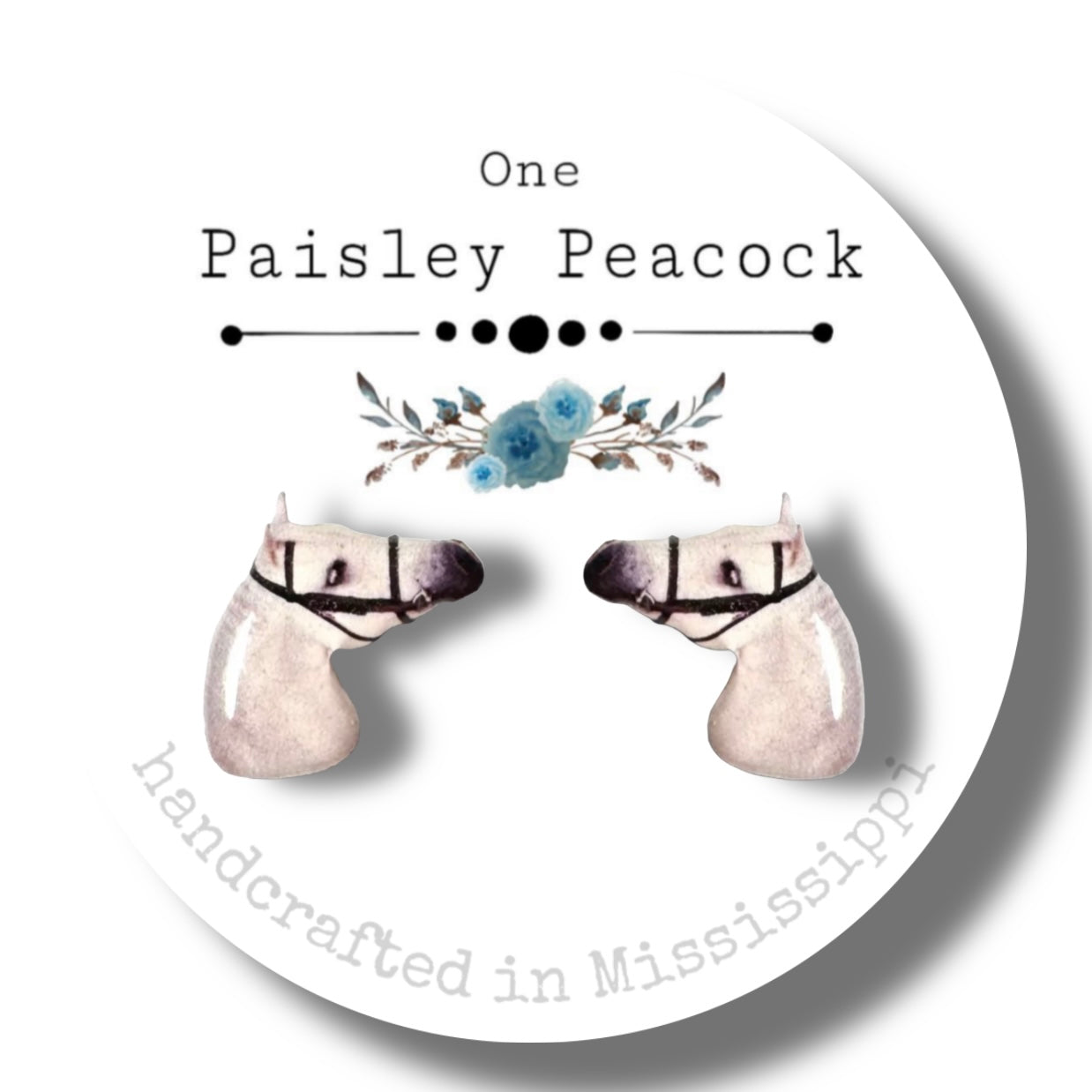 Animal Stud Earrings-white horse