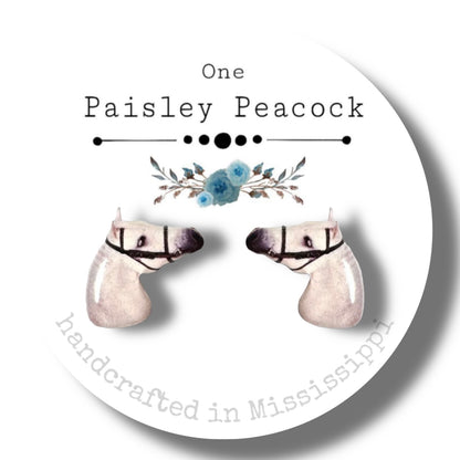 Animal Stud Earrings-white horse