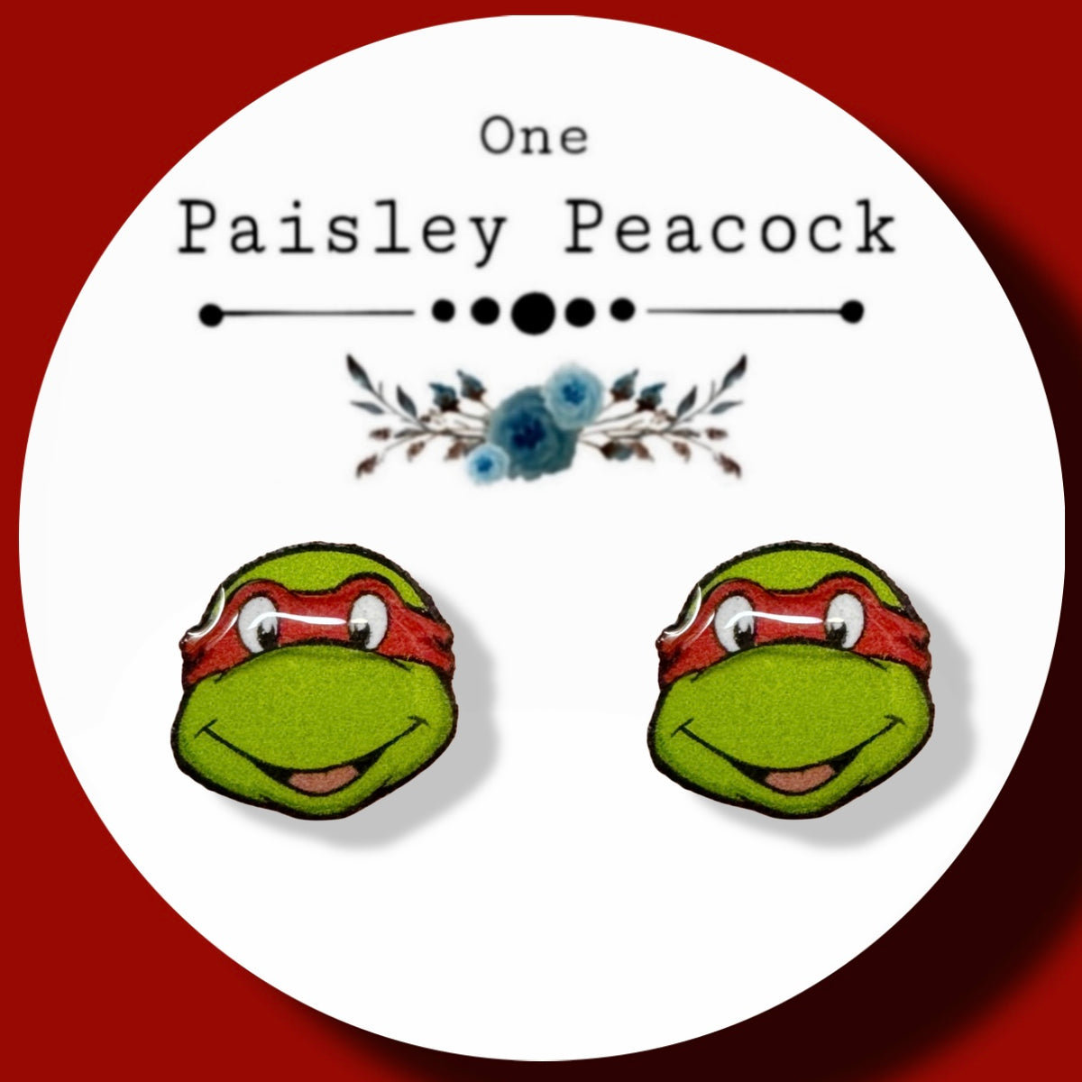 Raphael Ninja Turtles inspired handmade stud earrings