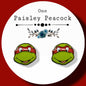 Raphael Ninja Turtles inspired handmade stud earrings