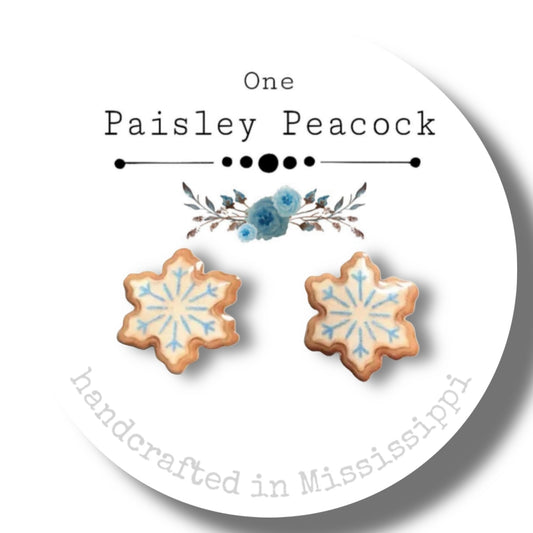 Stud Earrings-sugar cookie snowflake