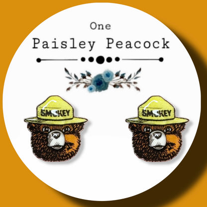 Smokey the Bear inspired stud earrings