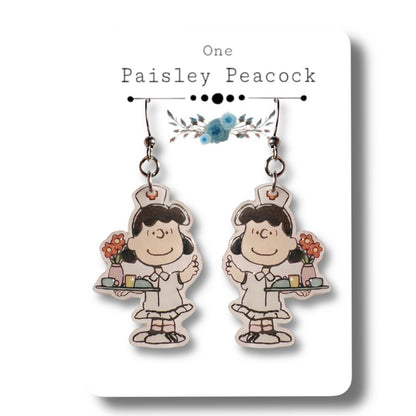 Dangle Earrings-snoopy nurse