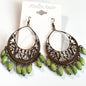 Olive beaded Boho dangle earrings