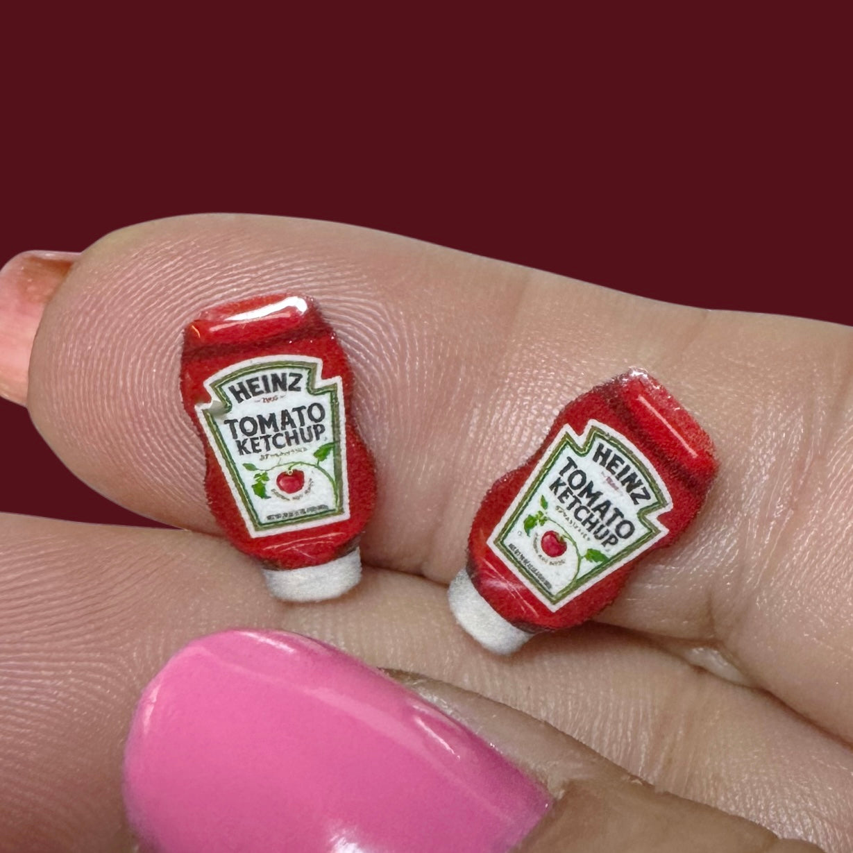 Ketchup handmade stud earrings