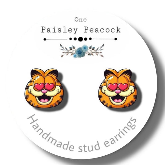 Garfield Cat Stud Earrings-valentines