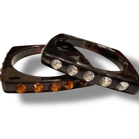 Black Acrylic Bangle Set of 2