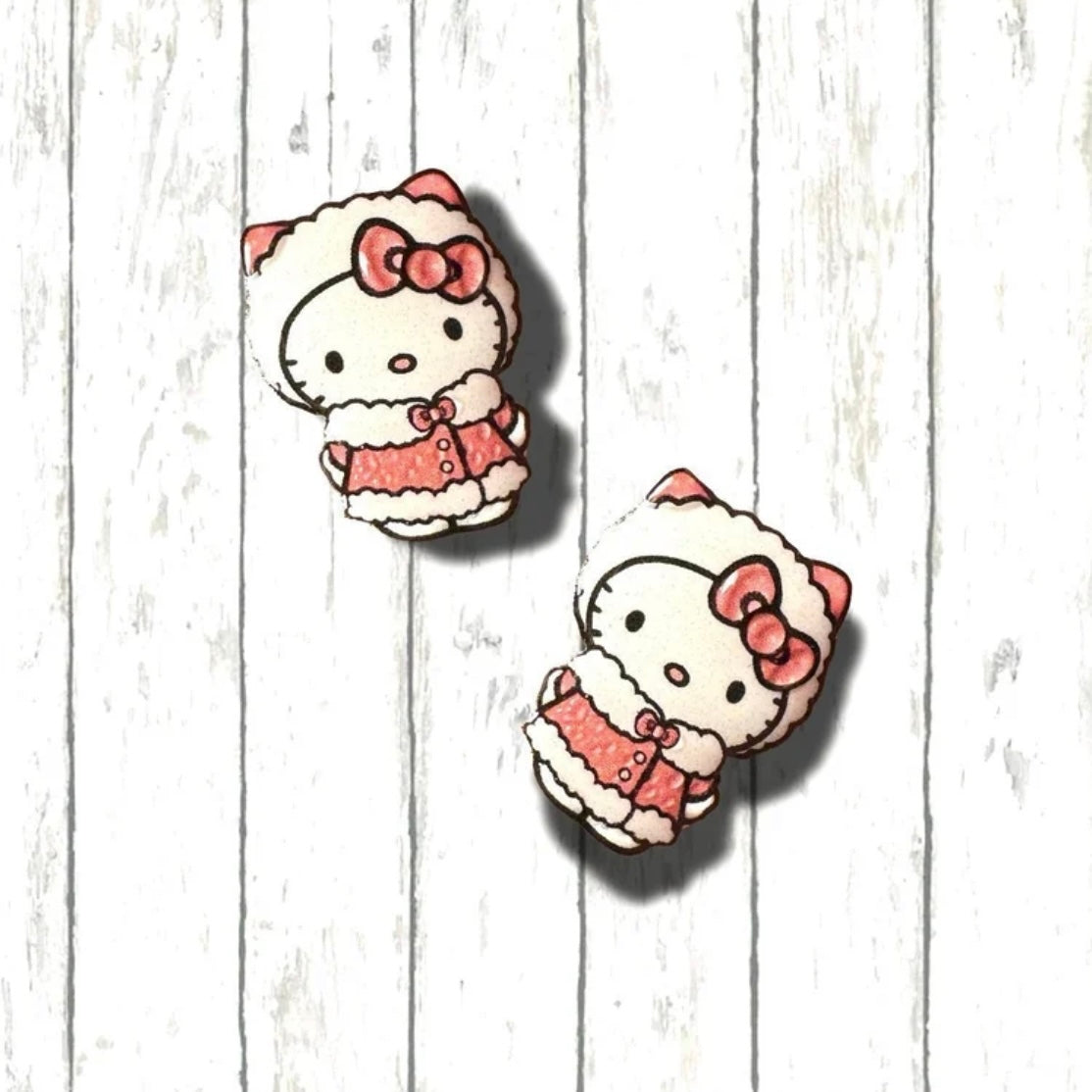 Stud Earrings-hello Kitty inspired pink winter