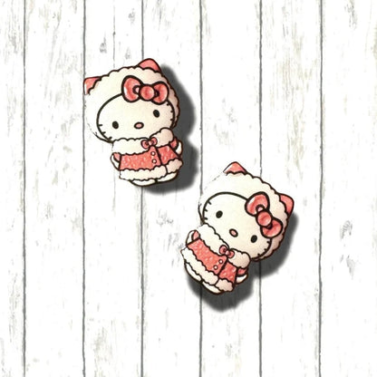 Stud Earrings-hello Kitty inspired pink winter
