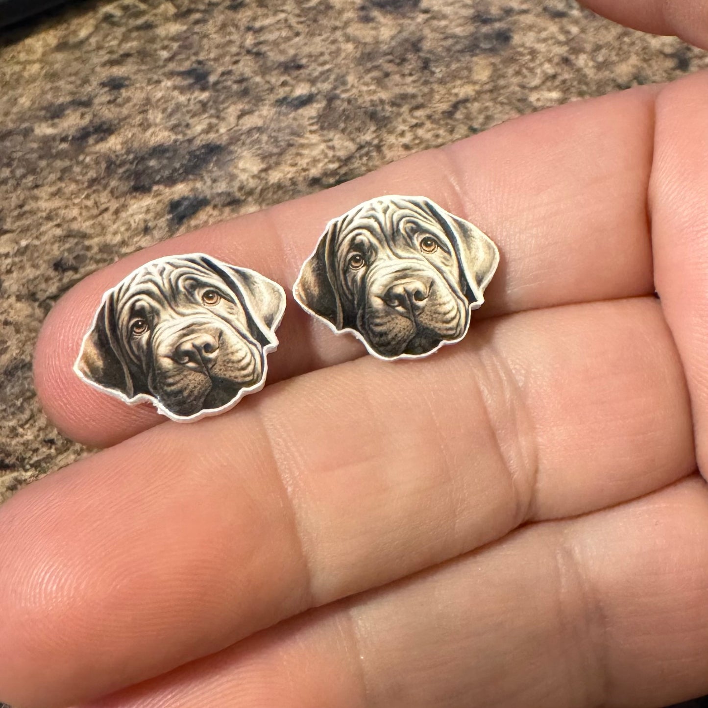 Dog Stud Earrings-black lab