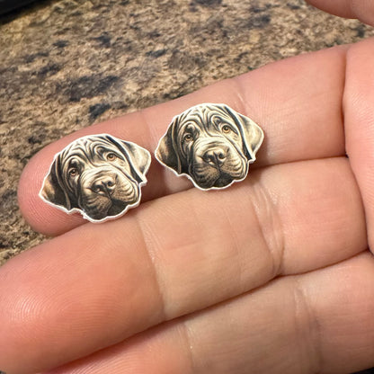 Dog Stud Earrings-black lab