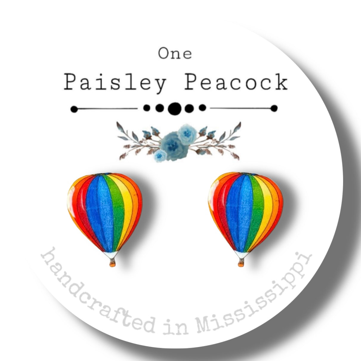 Stud Earrings-rainbow hot air balloon